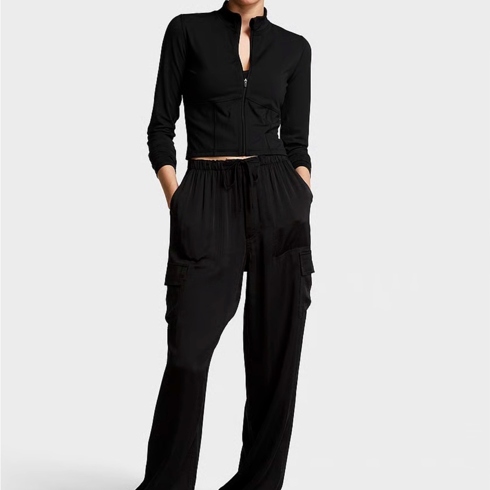 Pink Collection satin cargo pants